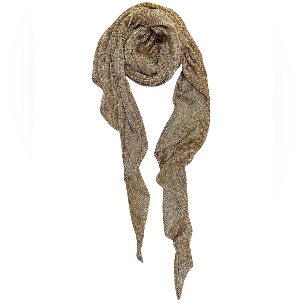 And Other Stories delicately knitted gold metallic scarf.